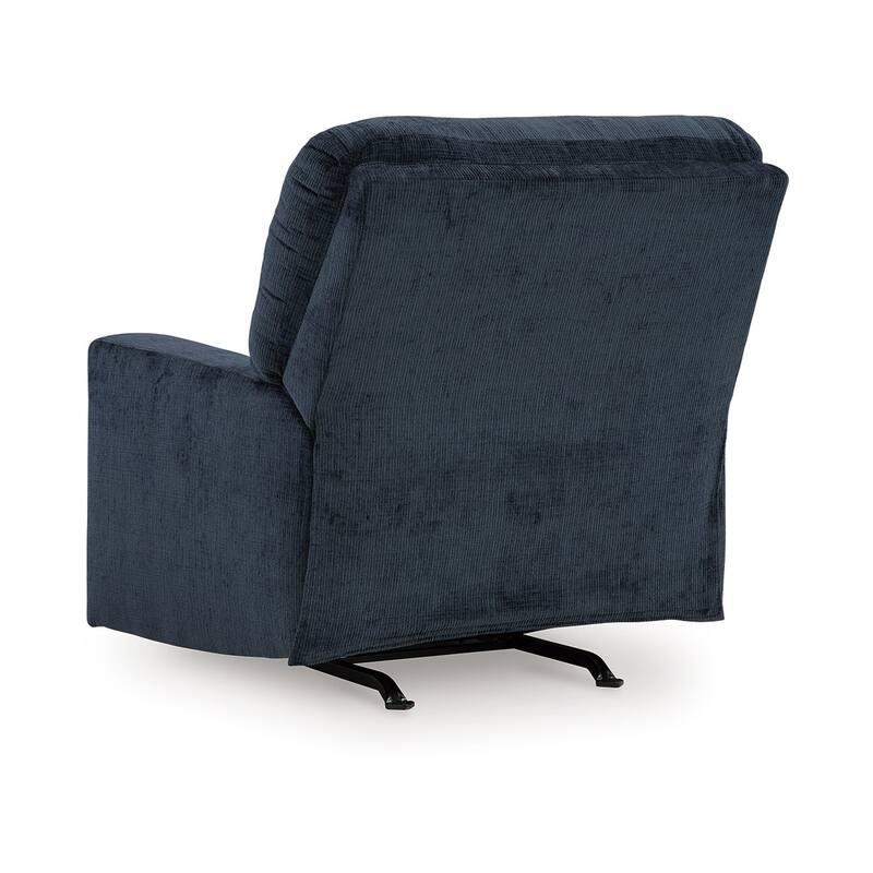 Avie Rocker Recliner Chair with Gentle Motion, Navy Blue Polyester
