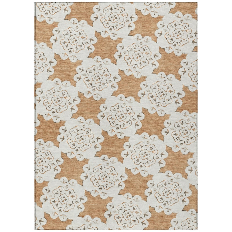Machine Washable Indoor/ Outdoor Global Motif Chantille Rug