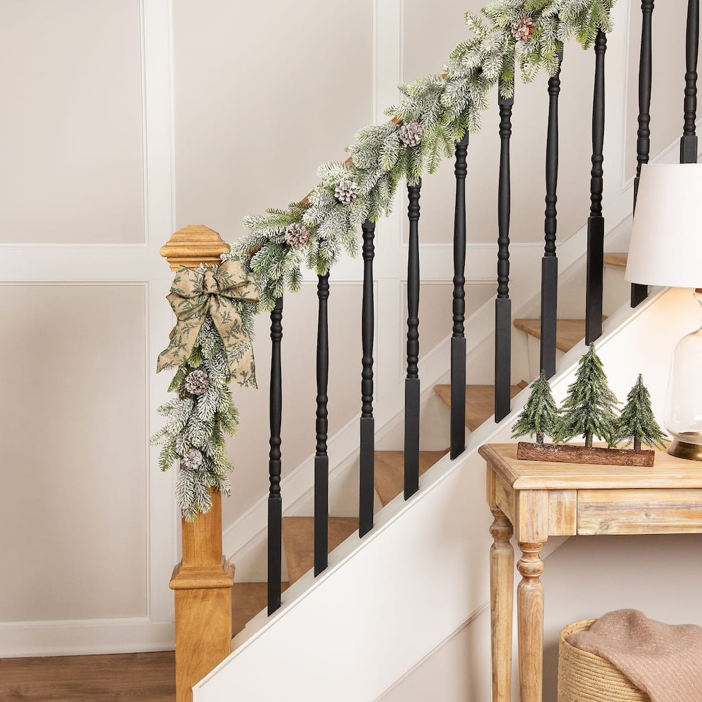 Flocked Pine and Pinecones Artificial Christmas Garland - 5.5' x 10" - Unlit