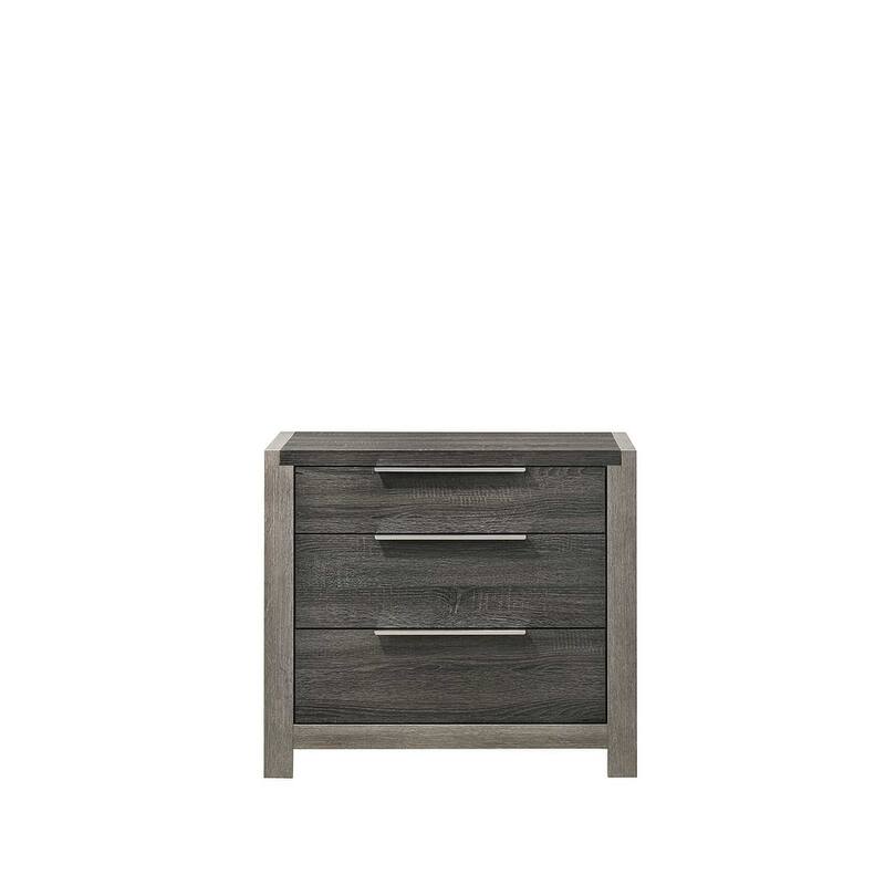 Elegant Gray Nightstand with 3 Spacious Storage Drawers