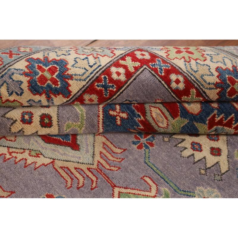 Kazak Oriental Area Rug Handmade Traditional Grey Wool Carpet - 5'0" x 6'8"