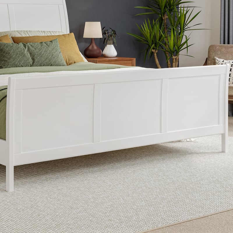 Valencia Solid Wood Low Profile Sleigh Platform Bed with Matching Footboard