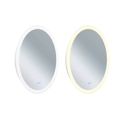 30" x 22" Agostino Matte White Oval LED Wall Mirror