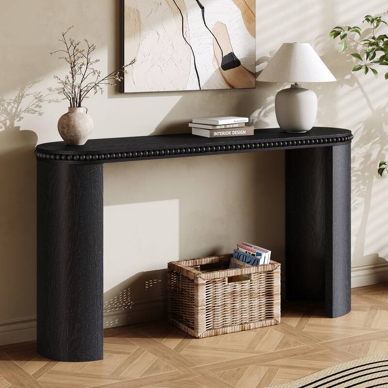 Mirod Vintage Console Table with Beaded Trim and Reversible Curved Legs