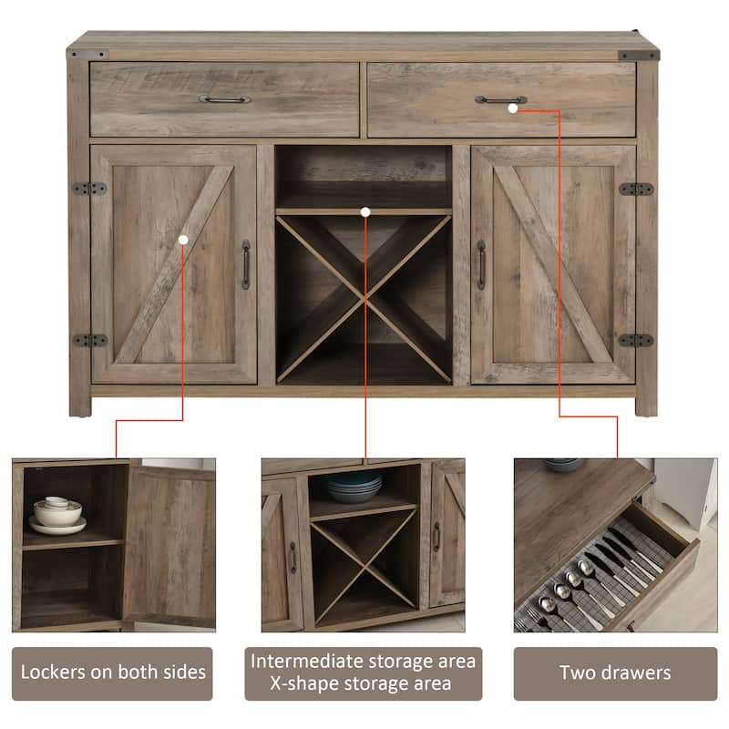 HomCom Wooden Farmhouse Sideboard Storage Buffet Cabinet