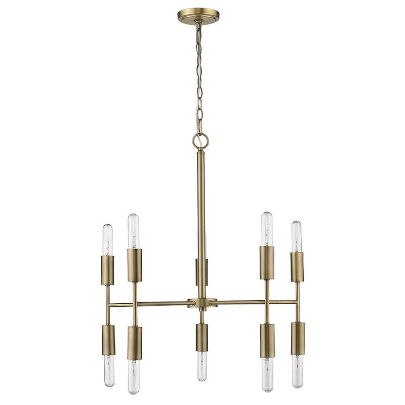 HomeRoots Brass Candle Style Ten Light Metal Dimmable Chandelier - 26' X '26' X '26