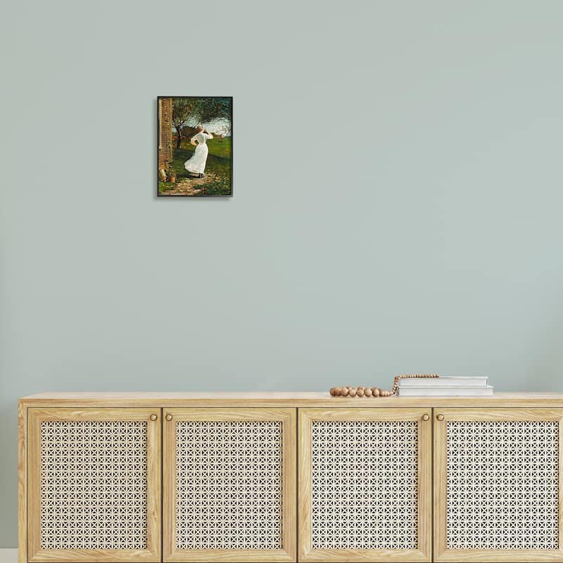 Stupell Classic Woman Instrument Rural Vintage House Painting Framed Wall Art, Design by Lettered and Lined - Green