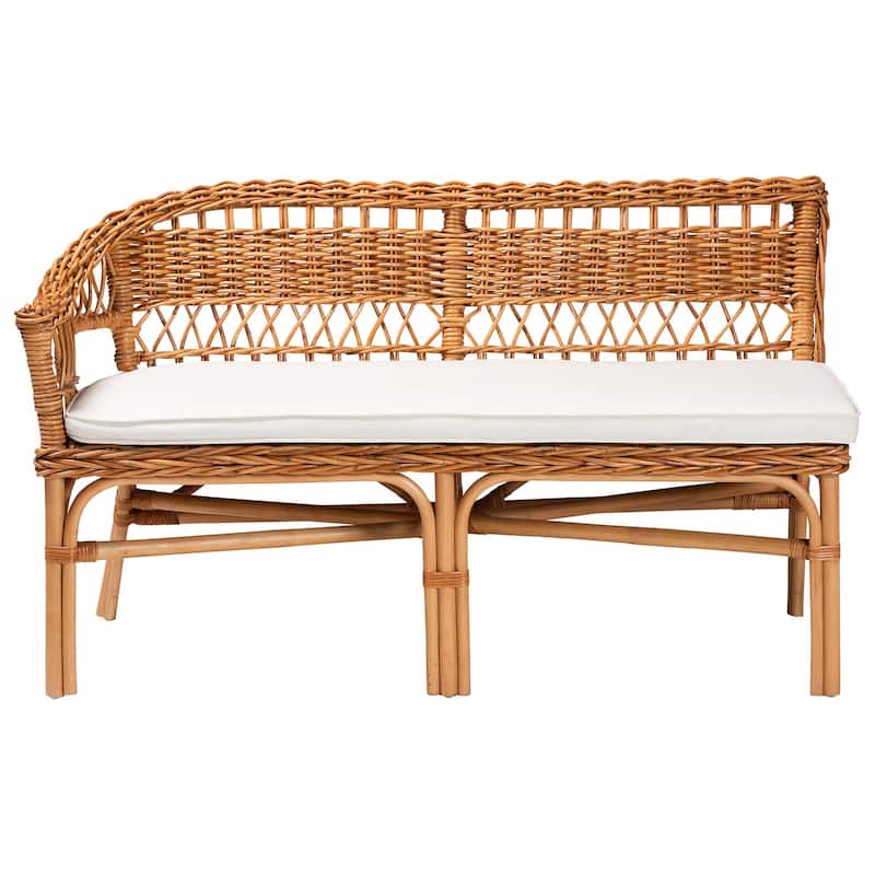 Nella Bohemian Natural Brown Finished Wood and Rattan 3-Piece Dining Nook Set