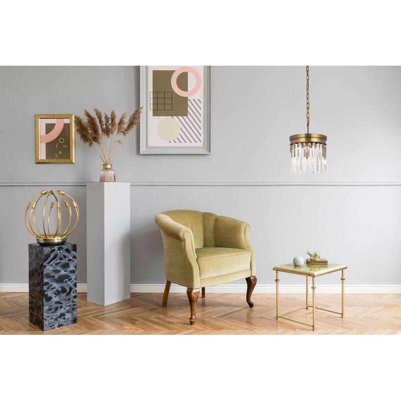 Indigo Home round crystal pendant in satin gold