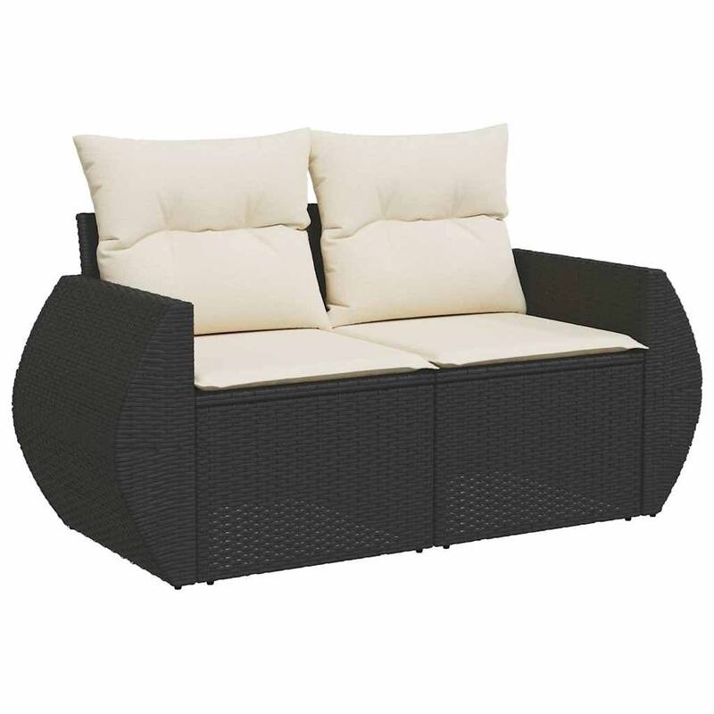 vidaXL Patio Sofa Set with Cushions Outdoor Conversation Furniture Poly Rattan - 21.7 x 24.4 x 27.2