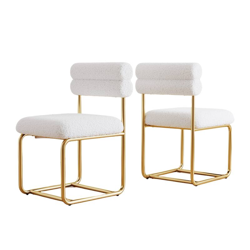 Teddy Fabric Dining Chairs, Thick Cushioned, Sturdy & Comfy, Set of 2