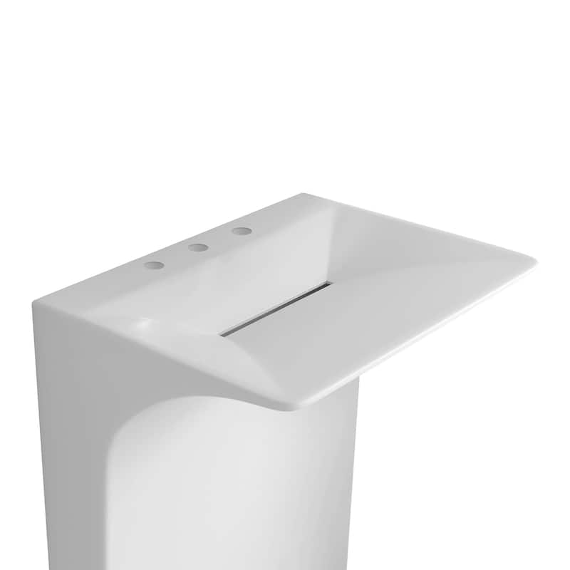 Fine Fixtures Wetstone 23.6 in x 18.5 in Modern Matte White Acrylic ADA Compliant Pedestal Sink and Basin