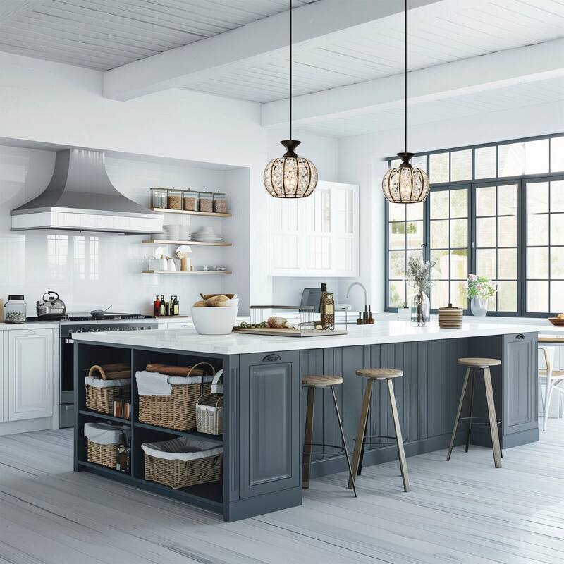 Doree Crystal Adorned Antique Bronze Pendant Lamp - Antique-Bronze