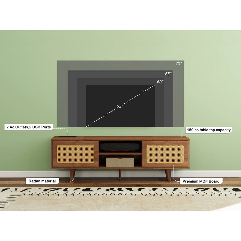 Media Console for Living Room Bedroom Media Room - Black Brown