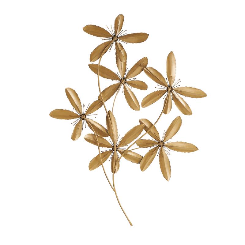 Gold Metal 3D Floral Home Wall Decor