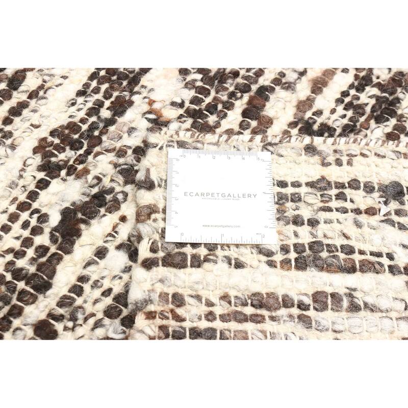 ECARPETGALLERY Braid weave Sienna Dark Brown Wool Rug - 6'2 x 9'2