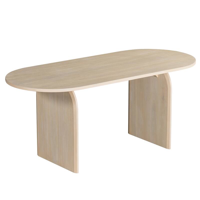 6 Piece Dining Table Set with Bench,Oval Kitchen Table Chairs Set for 6, Modern Style Dining Room Set