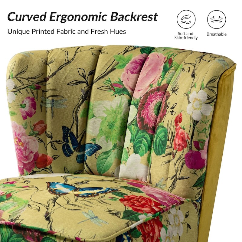 Almira Contemporary Upholstered Armless Side Chair with Tufted Back Set of 2 by HULALA HOME