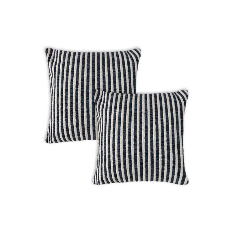 Power-Loomed Striped Square Throw Pillow Covers - 22" - Blue and White - Set of 2