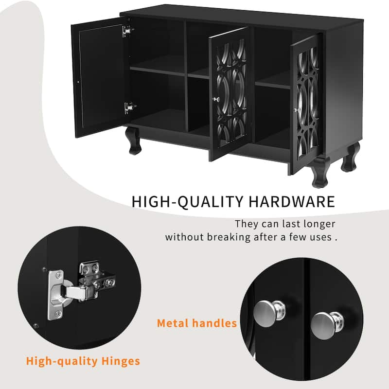 47.25" Mirror TV Stand with 3 Doors featuring Floral Accents