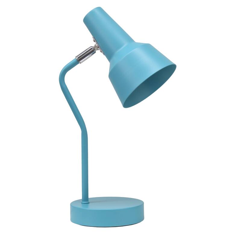 Metal Gooseneck Desk Lamp Adjustable Task Light for Home Office - 7.80 x 5.20 x 15.20 in. (L x W x H) - Cyan blue