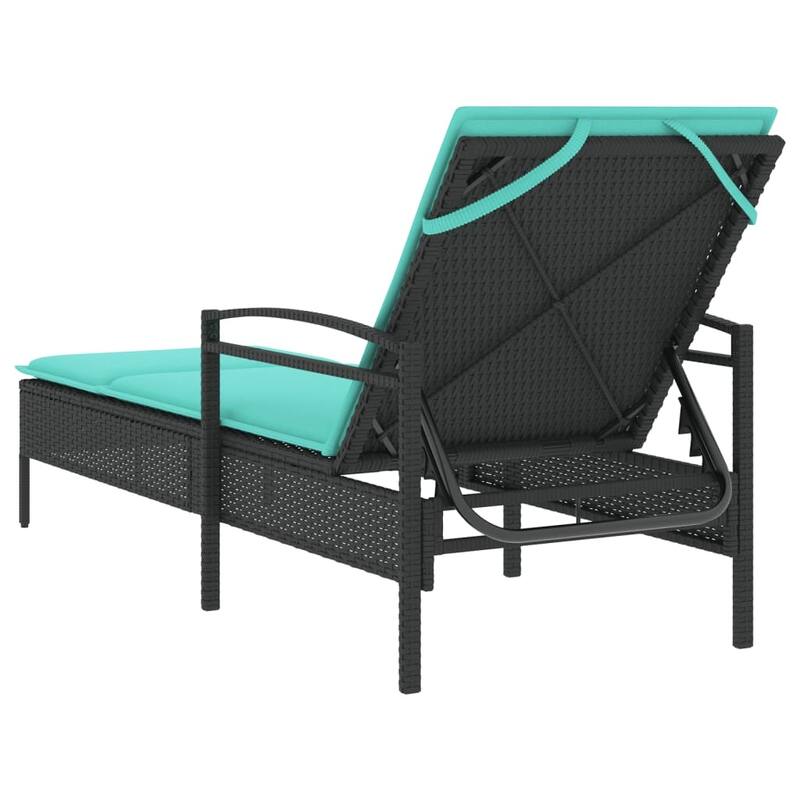 vidaXL Sun Lounger with Cushion Daybed Furniture Poly Rattan Brown/Gray/Black - 24.8" x 78.7" x 24.4"/28.3"/31.9"