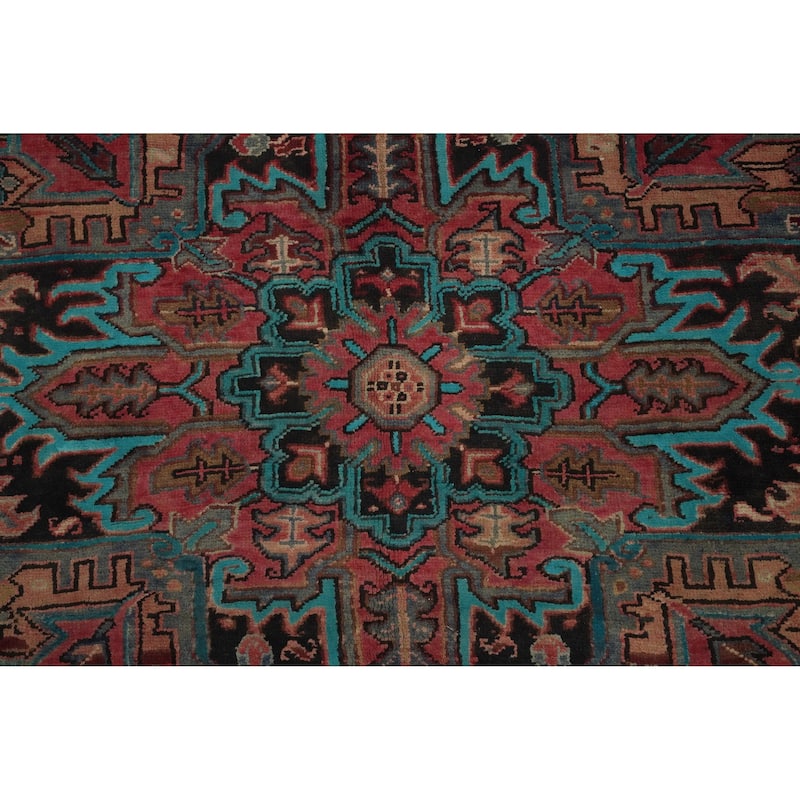 Hand Knotted Oriental 100% Wool Carpet Traditional Medallion Pink Heriz Area Rug - 12' 9'' X 9' 9''