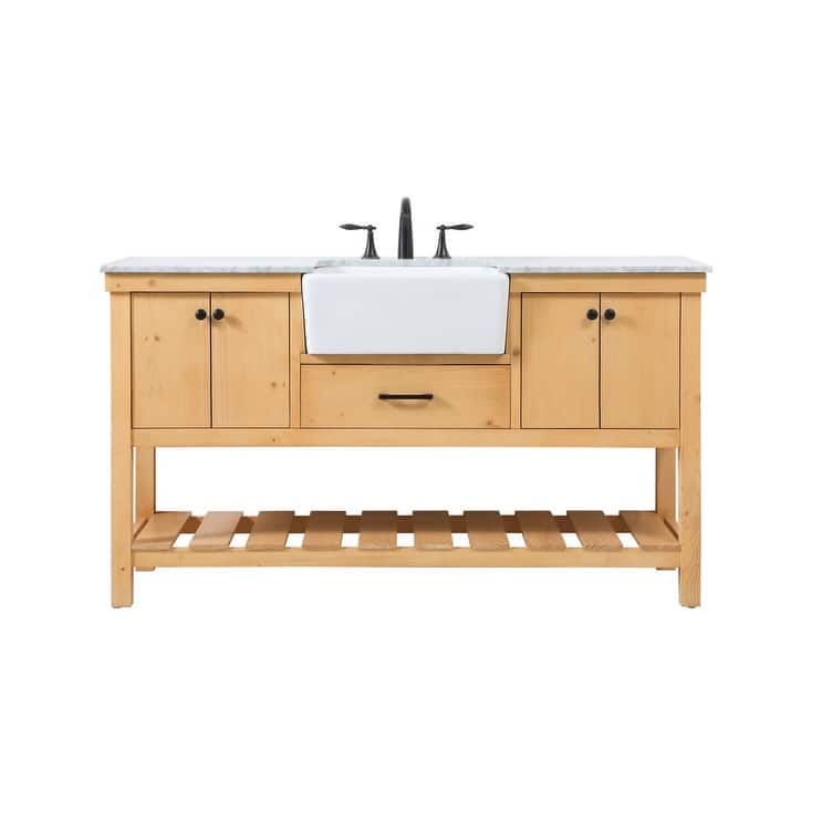 Elegant Lighting VF60160 Clement 60" Free Standing Single Basin Vanity - Natural Wood - Wood Finish
