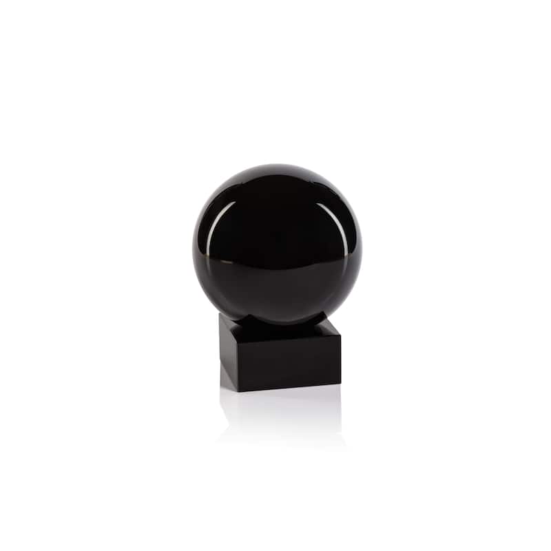 Sakinah Decorative Crystal Glass Orb on Base - Black - Small