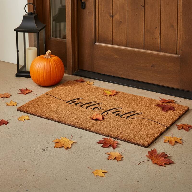 HomeRoots 24" X 36" Brown And Natural Fall Hello Fall Outdoor Coir Door Mat - 24.00' X '36.00 - 24.00' X '36.00