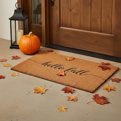 HomeRoots 24" X 36" Brown And Natural Fall Hello Fall Outdoor Coir Door Mat - 24.00' X '36.00