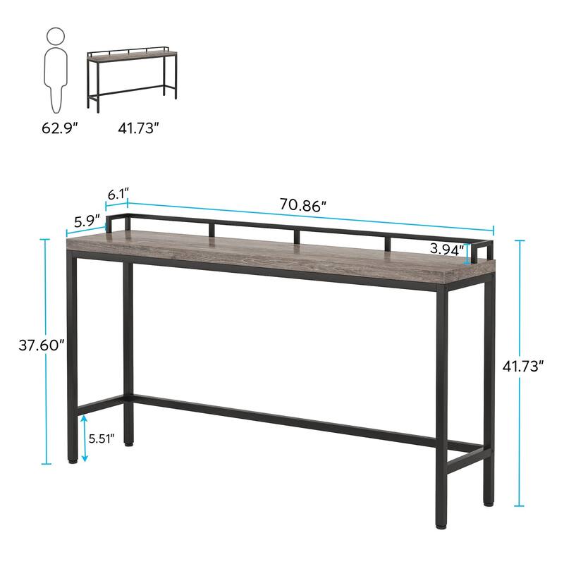 Console Table Behind Sofa Couch, 70.9 inch Long Narrow Entry Table