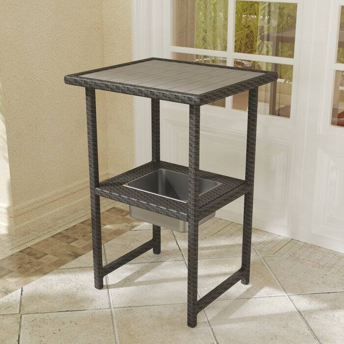 Rectangular 21.7'' L x 24.6'' W Outdoor Bar Table