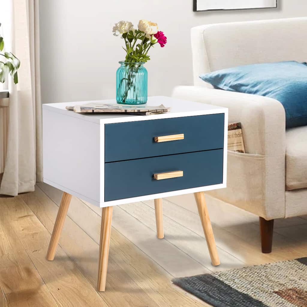 Kinbor Mid-century Modern 2-drawer End Table