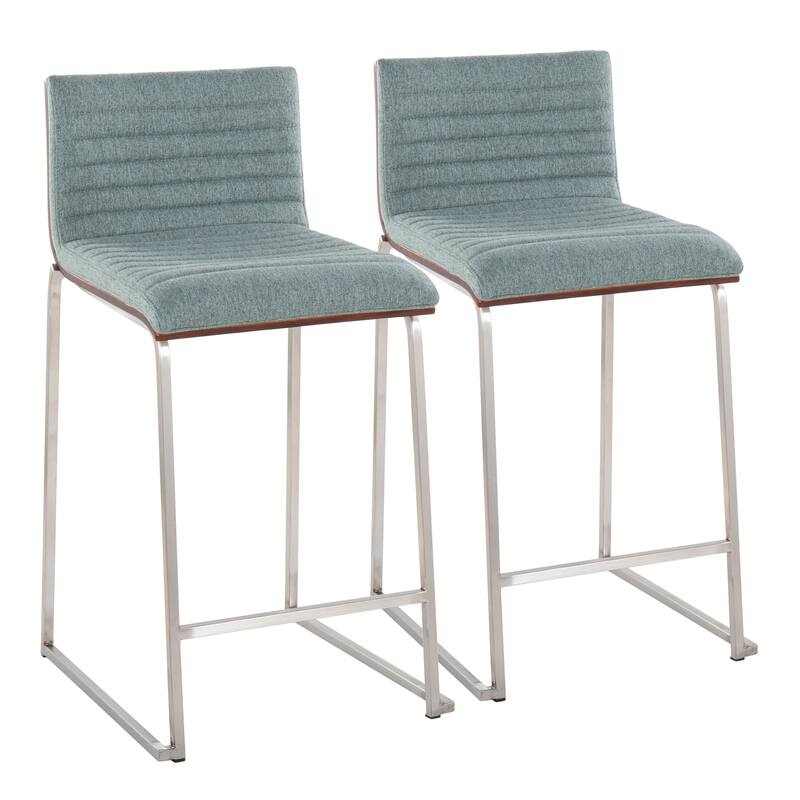 Silver Orchid Magda 26" Fixed-Height Upholstered Counter Stool (Set of 2)