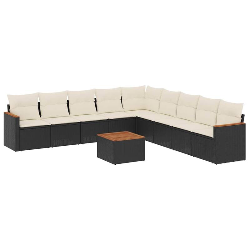 vidaXL Patio Sofa Set with Cushions Outdoor Conversation Furniture Poly Rattan