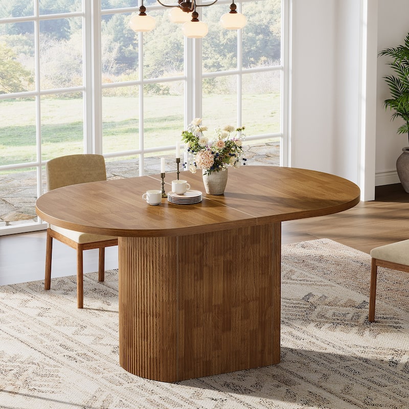 47.24" Oval Dining Table for 4, Rustic Wood Kitchen Table - N/A - Brown