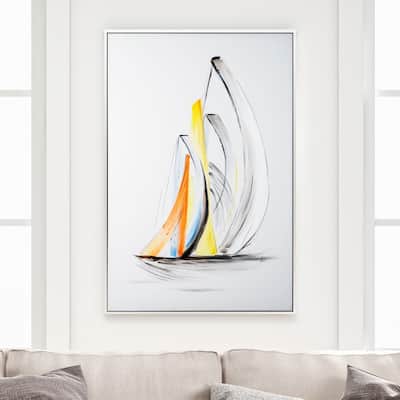 Schooner Winds Hand Painted Framed Canvas