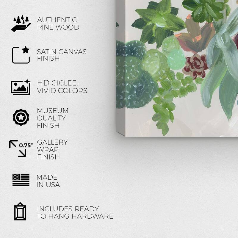 Wynwood Studio Canvas Floral and Botanical Rustic Garden Green and Dark Purple Rustic Wall Art Canvas Print