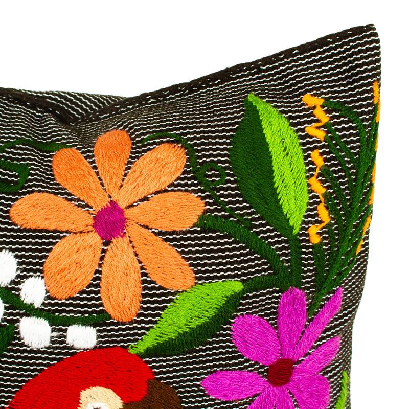 Novica Handmade Jungle Friends Embroidered Cotton Cushion Cover