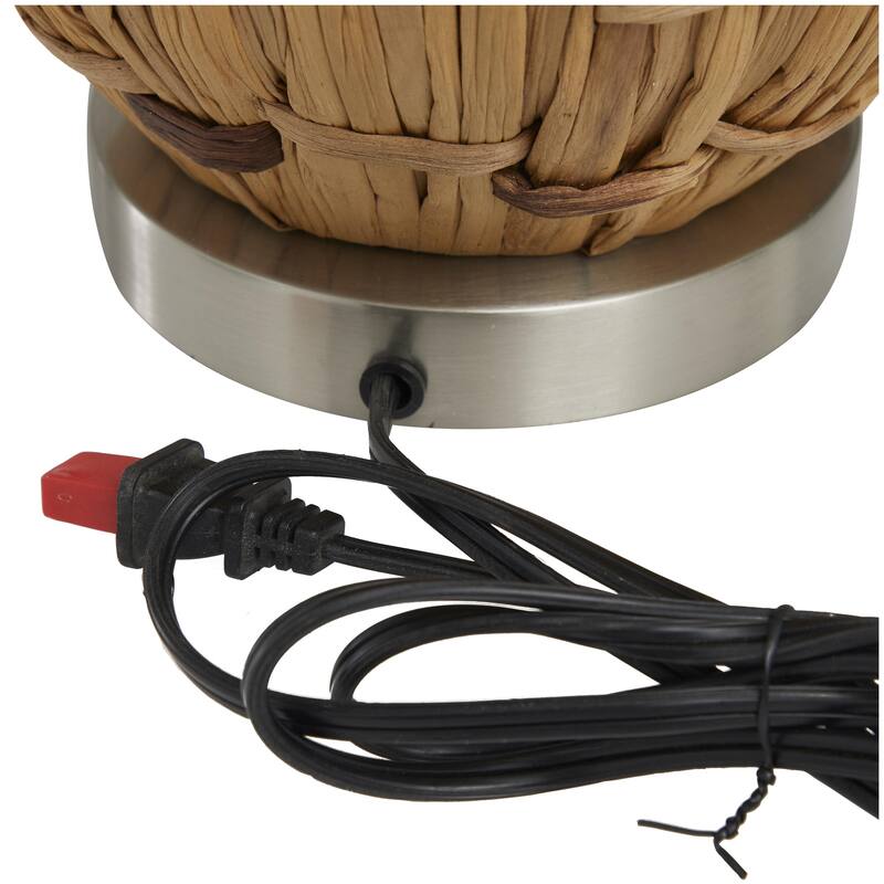 Seagrass Handmade Woven Room Table Lamp with Silver Base - Brown - Roche River Decor