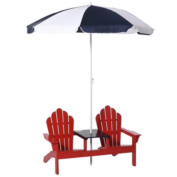 Outsunny Adirondack Kids Beach Chairs w Table Removeable Umbrella
