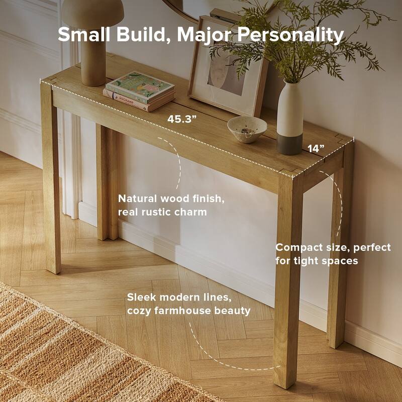 Mopio Logan 45" Solid Wood Console Table, Entryway Table, Sofa Table behind the Couch, Farmhouse Console Table for Living Room