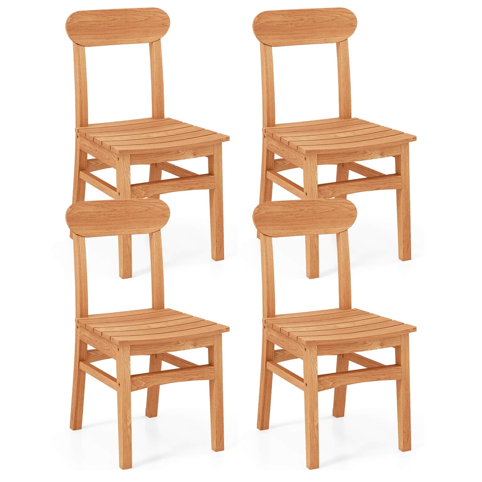 Costway 1/2 PCS Patio Teak Wood Chair Wooden Armless Dining Chair