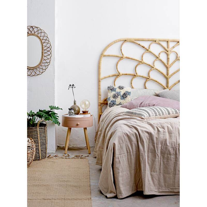 Oval Woven Bamboo Wall Mirror - Natural