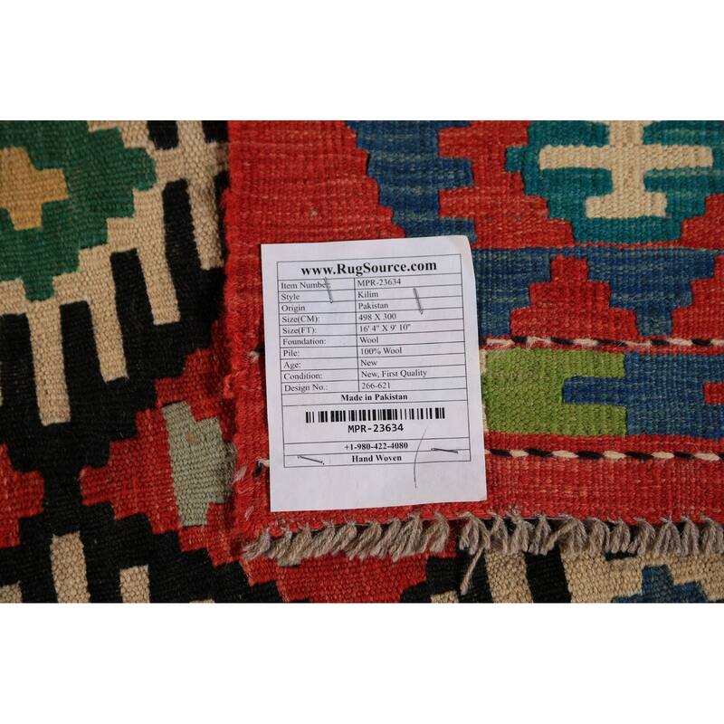Tribal / Geometric Kilim Oriental Large Rug Flatweave Wool Carpet - 9'10"x 16'4"
