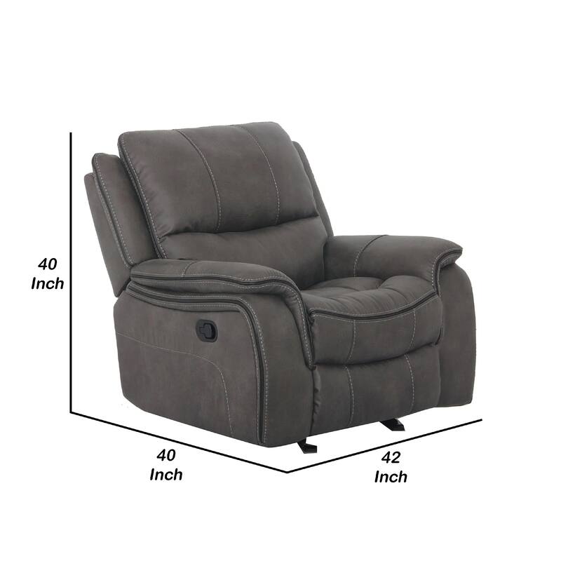Heny Manual Glider Recliner Chair, Plush Dark Gray Pillow Top Arms
