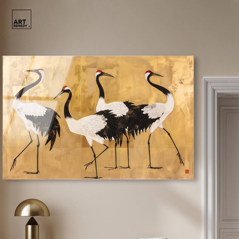 Birds of Gold Acrylic by Art Remedy, Ready to Hang