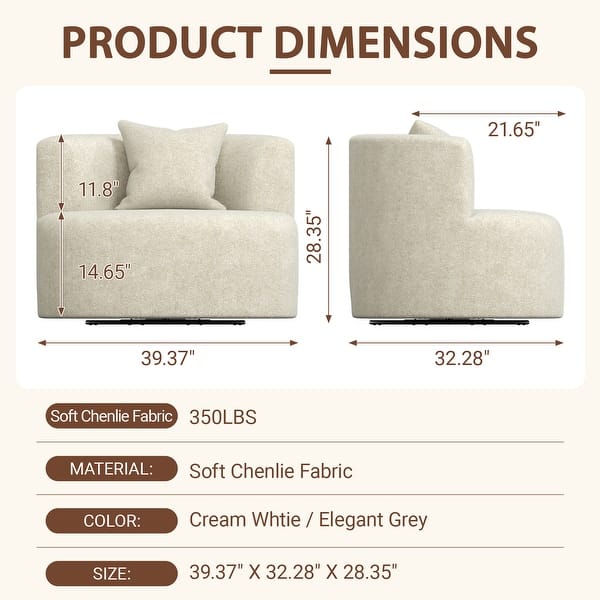 dimension image slide 2 of 3, Accent Chair with Pillow, Modern Living Room Chairs