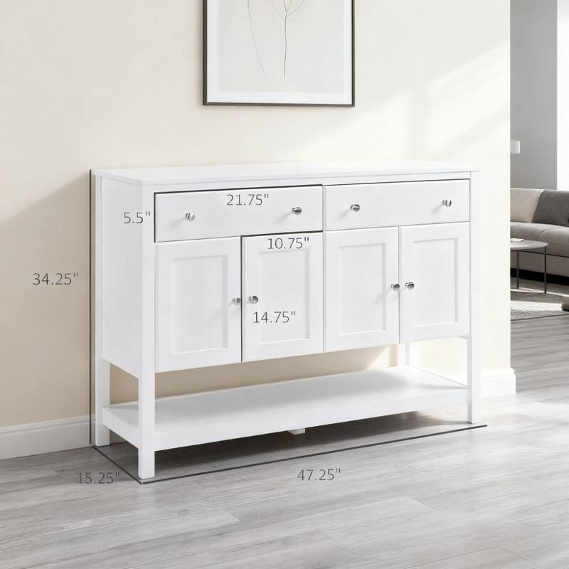 47" Sideboard Coffee Bar Cabinet with Storage, Accent Kitchen Storage Cabinet with Open Shelves for Living Room, Dining Room